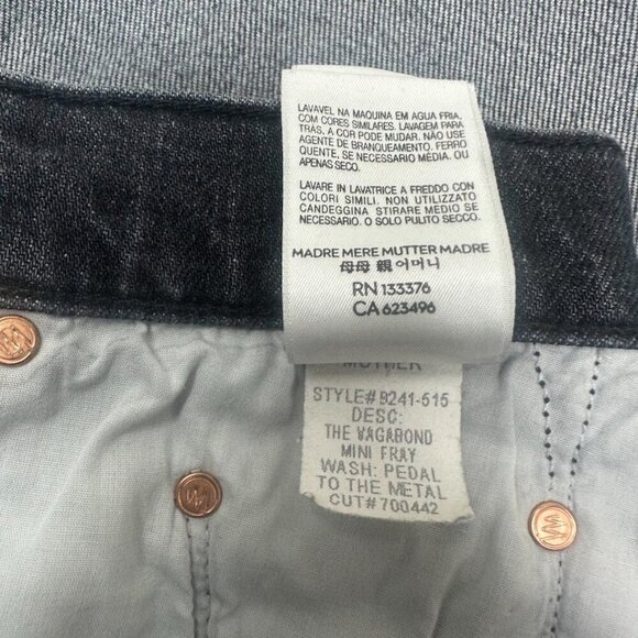 Mother Vagabound Mini Fray Jean Denim Mini Skirt Size 26 In Pedal To The Metal - Picture 15 of 16